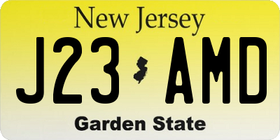 NJ license plate J23AMD