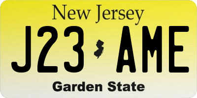 NJ license plate J23AME