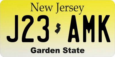 NJ license plate J23AMK