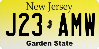 NJ license plate J23AMW