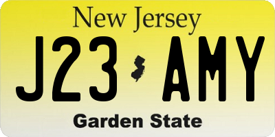 NJ license plate J23AMY