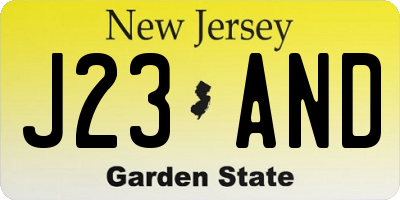 NJ license plate J23AND
