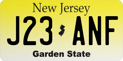 NJ license plate J23ANF