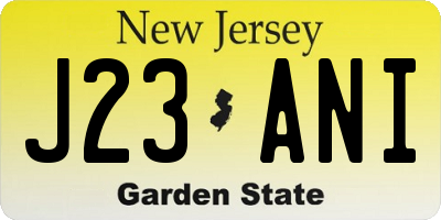 NJ license plate J23ANI