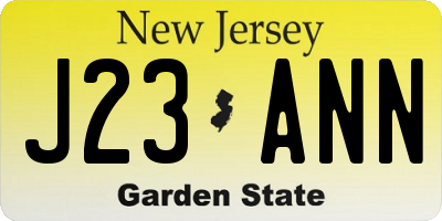 NJ license plate J23ANN