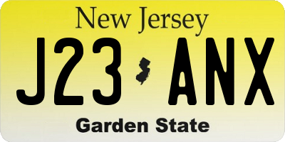 NJ license plate J23ANX