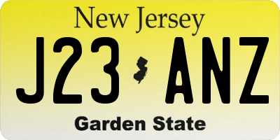 NJ license plate J23ANZ
