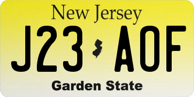 NJ license plate J23AOF