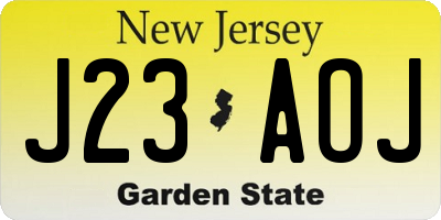 NJ license plate J23AOJ