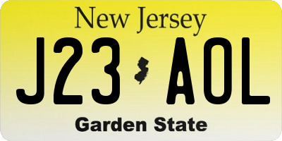 NJ license plate J23AOL