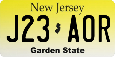 NJ license plate J23AOR