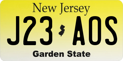 NJ license plate J23AOS