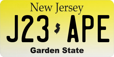 NJ license plate J23APE