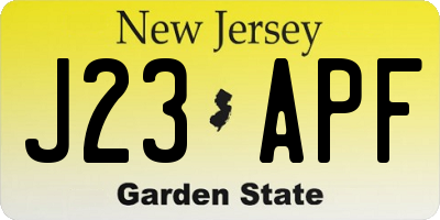 NJ license plate J23APF