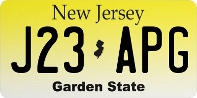 NJ license plate J23APG