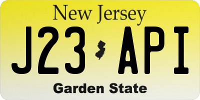 NJ license plate J23API
