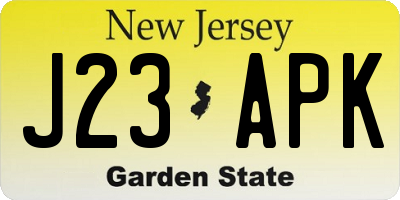 NJ license plate J23APK