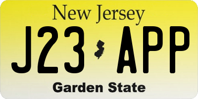 NJ license plate J23APP