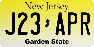 NJ license plate J23APR