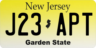 NJ license plate J23APT
