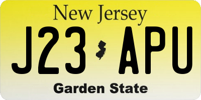 NJ license plate J23APU