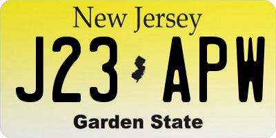 NJ license plate J23APW