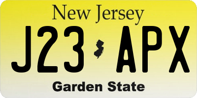 NJ license plate J23APX