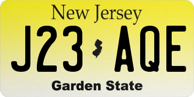 NJ license plate J23AQE