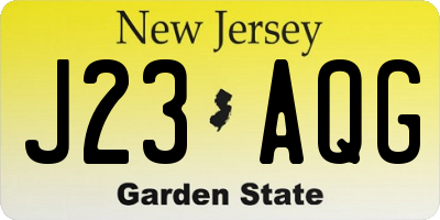 NJ license plate J23AQG