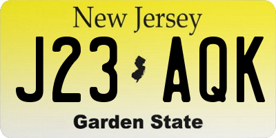 NJ license plate J23AQK
