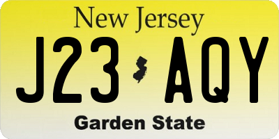 NJ license plate J23AQY