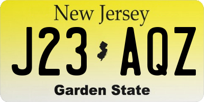 NJ license plate J23AQZ