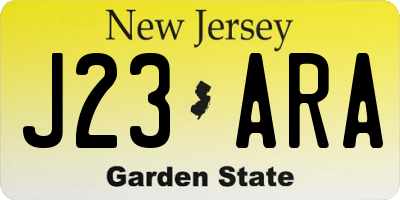 NJ license plate J23ARA