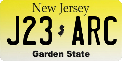 NJ license plate J23ARC