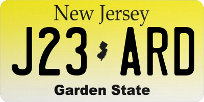 NJ license plate J23ARD