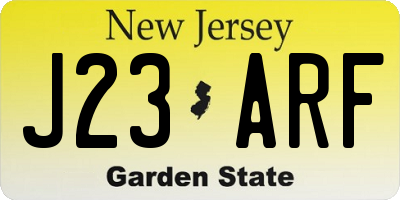 NJ license plate J23ARF