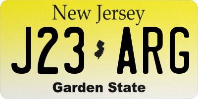 NJ license plate J23ARG
