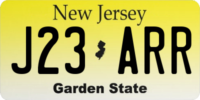 NJ license plate J23ARR