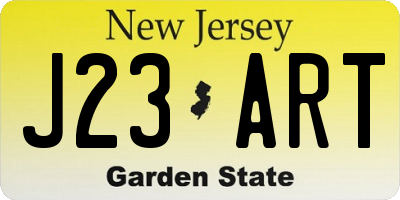 NJ license plate J23ART