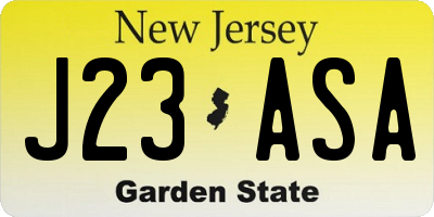 NJ license plate J23ASA