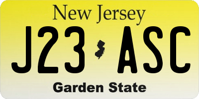 NJ license plate J23ASC