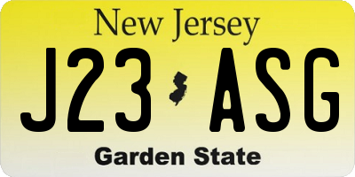 NJ license plate J23ASG
