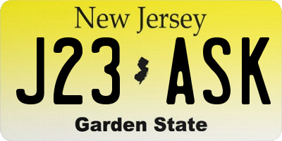 NJ license plate J23ASK