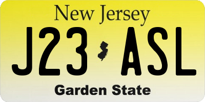 NJ license plate J23ASL