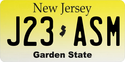 NJ license plate J23ASM