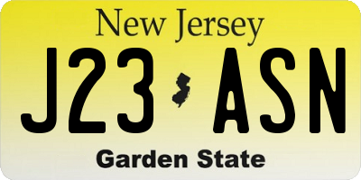 NJ license plate J23ASN