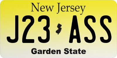 NJ license plate J23ASS