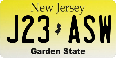 NJ license plate J23ASW