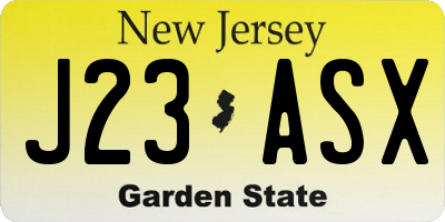 NJ license plate J23ASX