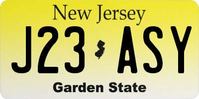 NJ license plate J23ASY